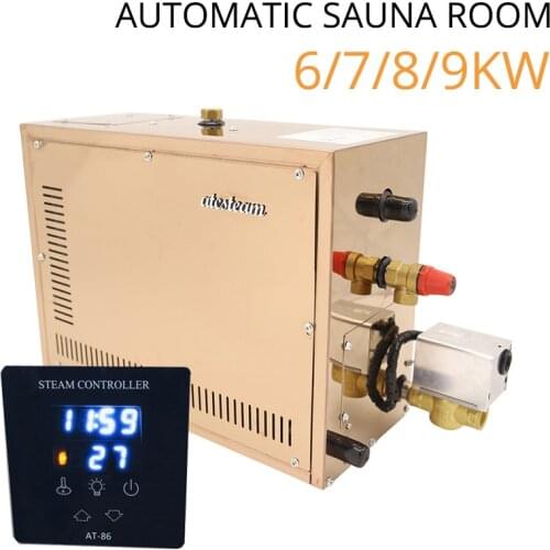 9KW Automatic Stainless Steel Steam Generator Digital Controller Automatic Descaling Sauna Room Steam Bath Machine for Spa Room