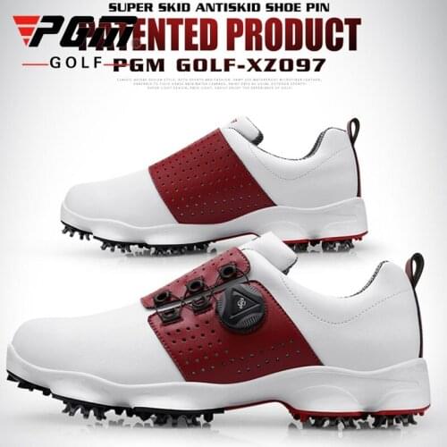 Pgm Waterproof Sneakers Sports Golf Shoes Mens Non-Slip Rotating Shoelaces Shoes Double Patent Training Trainers D0473