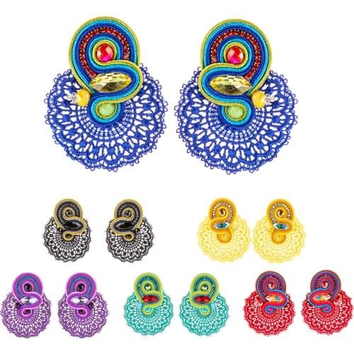 Soutache Drop earrings for women Ethnic style big earring boho decor Jewelry Colorful Lace Gorgeous and beautiful New-Fashion