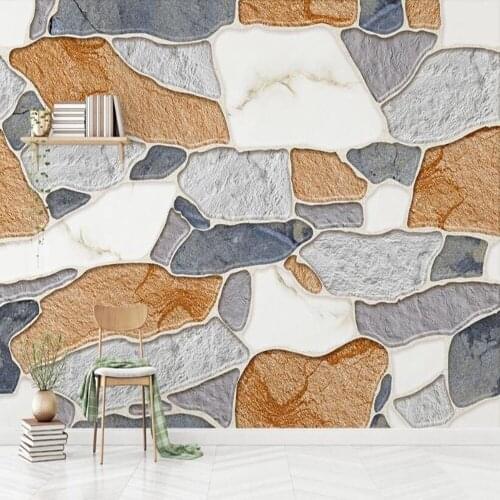 Custom 3D Marble Art Brick Pattern TV Sofa Bedroom Background Wallpaper Mural