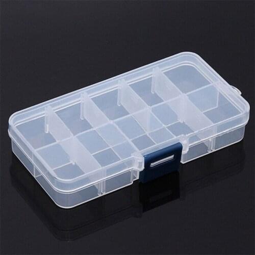 10 Grids Adjustable Transparent Plastic Storage Box for Small Component Jewelry Tool Box Bead Pills Organizer Nail Art Tip Case