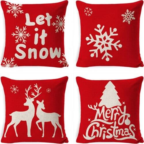 Christmas Pillow Cover 2021 New Linen Super Soft Short Plush Cushion Holiday Pillow Cover Cute Pillow Case 45*45cm