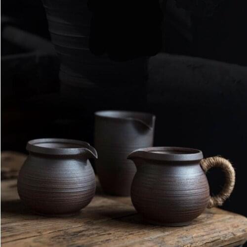Handmade Coarse Pottery Fair Cup Household Ceramic Tea Distributor Chinese Teaset Tea Making Suit Large Capacity Tea Accessories
