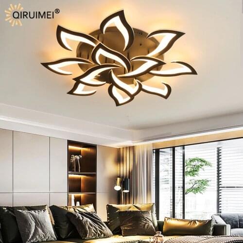 Black White New Modern LED Chandelier Lights With Remote Bedroom Dining Living Study Room Lamps Aisle Indoor Lighting AC 90-260V
