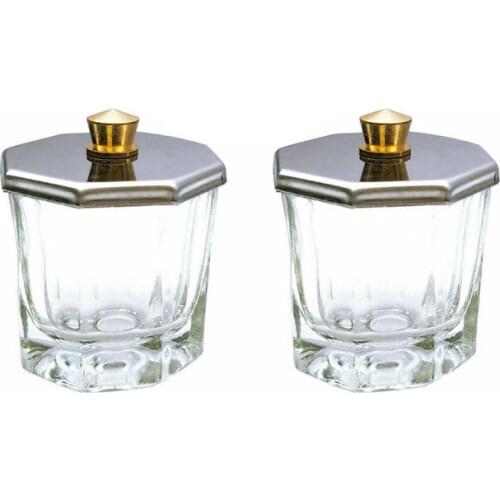 Thick Glass Crystal Dappen Dish Cup With Lid Acrylic Liquid Powder Container Nail Art tools