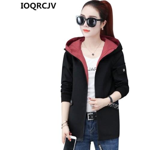 2019 Autumn New Women Casual Trench Coats Long Sleeved Pockets Zipper Hooded Collar Windbreaker Female Coat Large Size 4XL R137