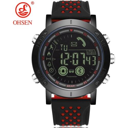 OHSEN Men Outdoor Sport Smart watch Pedometers Bluetooth Call reminder Alarm Stopwatch Wateproof LED relogio masculino