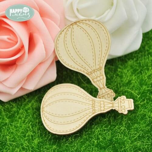 Happymems Fire Balloon Wood Shapes 24pcs/lot Embellishments For Scrapbooking DIY Crafts Wall Stickers Wooden hot air ballon