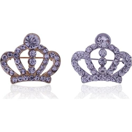 Fashion Ladies Brooch Creative Crown Inlaid White Rhinestone Metal Badge Pin Men And Women Shirt Alloy Brooch Jewelry Gift