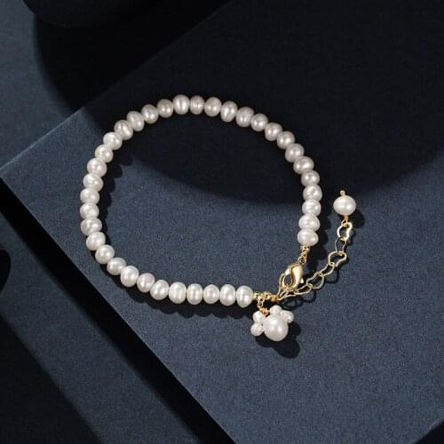 Origin Summer Korean Fashion Freshwater Pearl Beaded Charm Bracelets for Women Textured Cat Paw Wedding Bracelets Jewellery