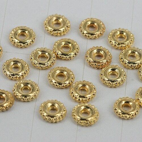 100pcs gold tone round crafted spacer beads in 6mm wide H0144