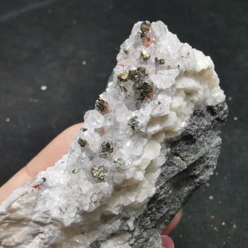 112.9g natural red crystal and colored pyrite calcite associated mineral specimen stone and crystal healing crystal quartz