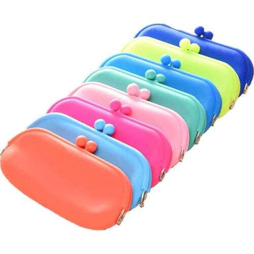20PCS / LOT Fashion Women New Candy Color Zero Wallet Silica Gel Multi-Functional Cosmetic Bag Glasses Bag Pen Storage Bag