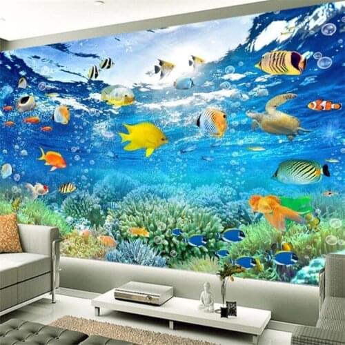 Wellyu Custom large-scale mural 3d wallpaper beautiful underwater world TV sofa bedroom background wallpaper