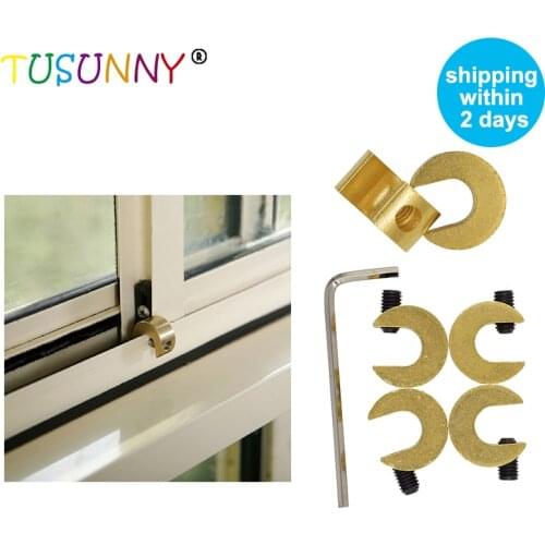 TUSUNNY 4 Pcs Safety Sliding Brass Window Safety Lock Baby Safety Sliding Window Security Lock For Child Protection On Windows