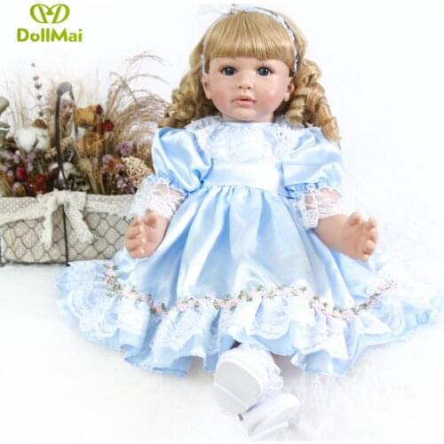 Blond girl bebe Reborn 60cm Silicone Reborn Baby Doll Toys 24inch noble Princess Toddler Babies Doll High Quality Birthday gift