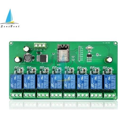 ESP8266 Wireless WIFI Programmable Relay Module 8 Channel ESP-12F Wifi Development Board DC7-28V/5V Power Supply for Arduino