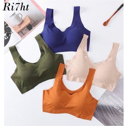 Ice Silk Bra Seamless Vest Bras Women Soft Thin Push Up Underwear Lingerie Sleep Top Chest Padded Bralette