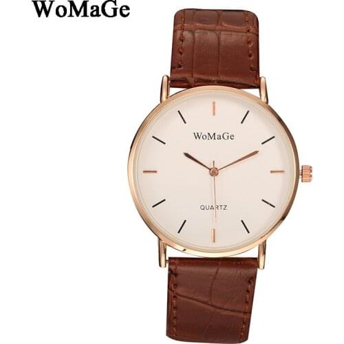 High Quality Womage Brand Mens Fashion Casual Leather Strap Minimalist Business Men Quartz Wrist Watches relogio masculino