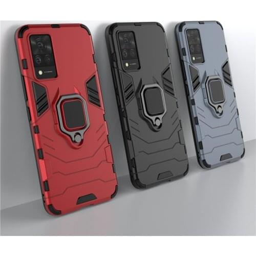 For Vivo V21 Case Cover for Vivo V21 Protective Cover Armor Shell Coque Funda Capa Finger Ring Kickstand Hard Back PC Phone Case