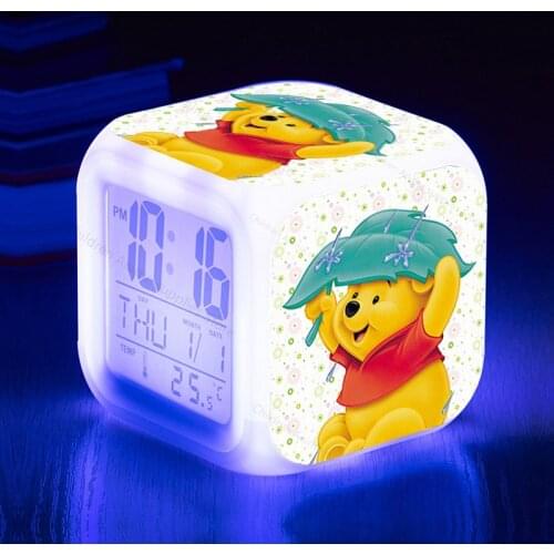Disney Winnie The Pooh Children Boys LED Digital Alarm Clock Anime Figures Night Light Clock Kids Toys for Girls Christmas Gifts
