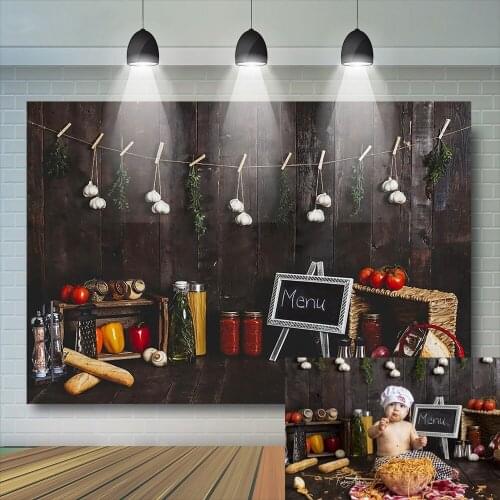 Kids Photography Backdrop Kitchen Wood Wall Decoration 1st Birthday Background Newborn Baby Shower Childhood Photocall Studio