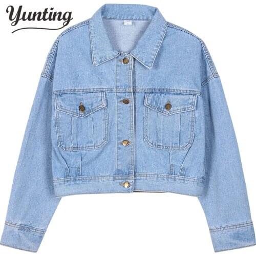 2021 New Fashion Cropped Jeans Jacket Short Denim Jackets Long Sleeve Casual Jeans Coat