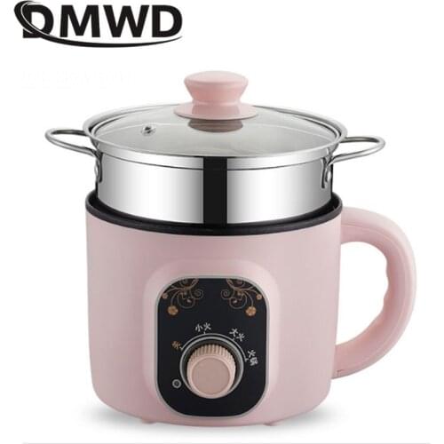 DMWD 1.5L Mini Electric Multicooker Breakfast Maker Noodles Pasta Cooker Hot Pot Porridge Soup Cooking Pot For 1-2 People 220V
