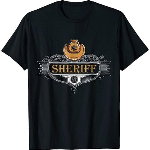 Sheriff T-Shirt Deputy Hat Badge Wild West Vintage Retro Tee