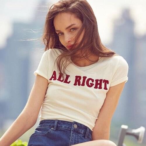 All Right Letter Printed Tshirts Casual Tee Harajuku Tee Shirt Femme Tops Summer T Shirt Women Streetwear T-shirt