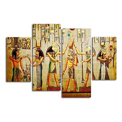 HOT Framed 4Pieces/set Egyptian mural Wall Art For Wall Decor Home Decoration Picture Paint on Canvas Prints Painting