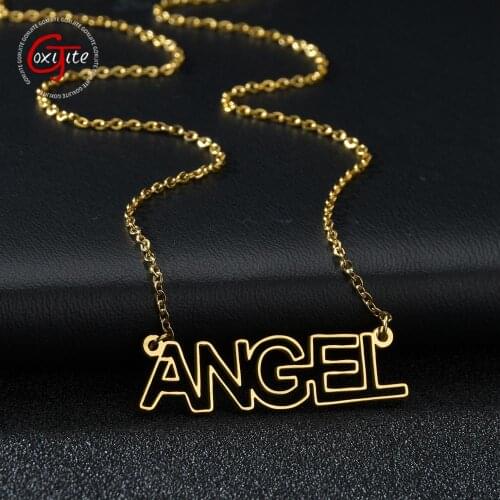 Goxijite Hollow Name Necklace For Women Men Personalized Stainless Steel Initial Letter Name Choker Pendant Necklaces