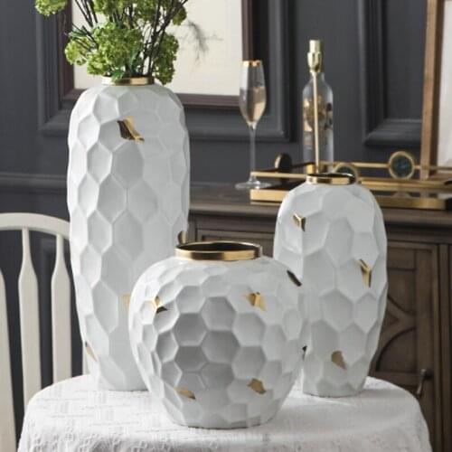 Jingdezhen ceramics Nordic modern simple living room floor vase new Chinese hotel model room soft decoration ornaments