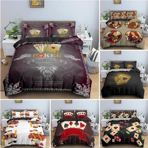 3D Playing Card Pattern Bedding Set Soft Luxury Duvet CoverKing Fully Twin Single Size Quilt Cover Pillowcase Bedroom Decor
