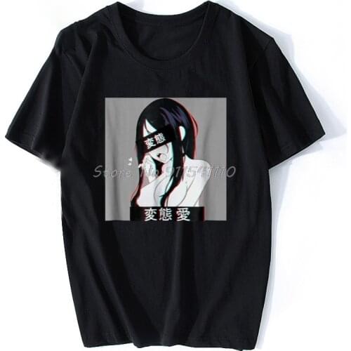Lewd Hentai Japanese Otaku T-Shirt 2020 Sexy Fashion Tees Tops StreetWear Tumblr Aesthetic T Shirt Solid Color Short Sleeve