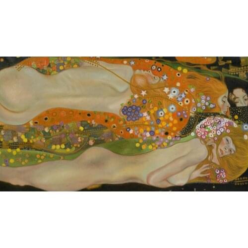 Wasserschlangen II 1904 by Gustav Klimt, Masterpiece Oil on Canvas, Abstract Oil Painting for Bedroom, Wall Art Pictures