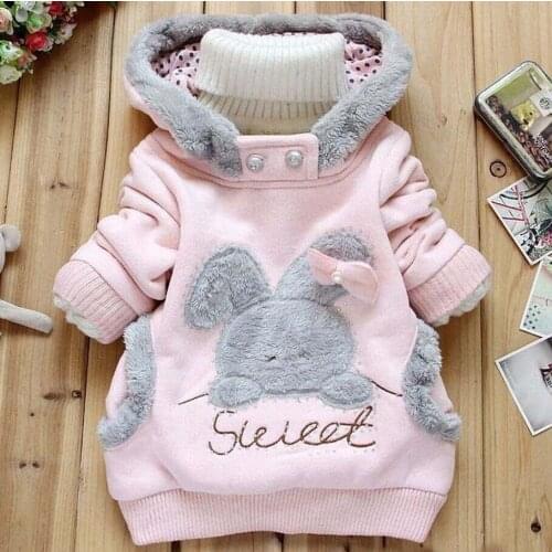 2020 New Childrens Clothing Autumn and Winter Childrens Cotton Coat Childrens Cartoon Hooded Jacket Fashion Rabbit Sweater
