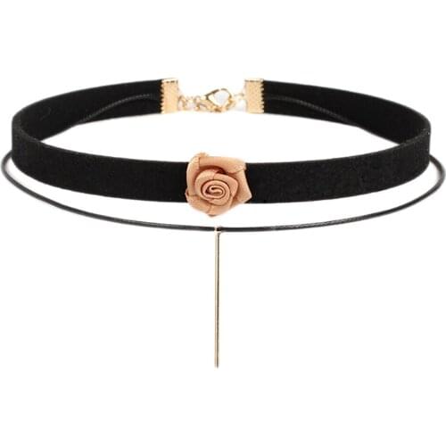 New Elegant Flower Choker Necklace Velvet Lace Choker Necklace Fashion Punk Style Multilayers Party Collar Women Jewelry