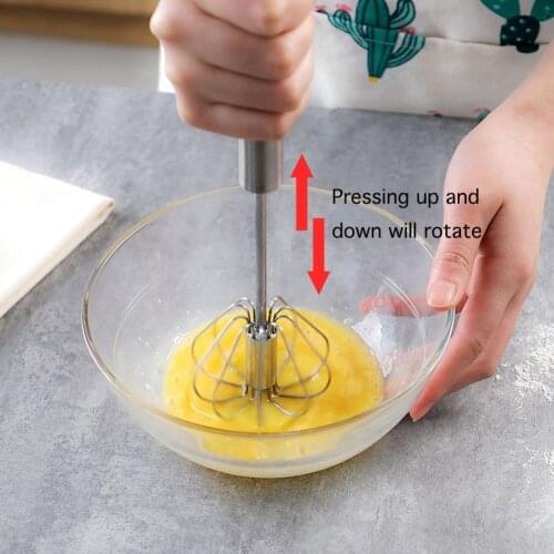 Stainless Steel Semi-Automatic High-Efficiency Whisk Hand-Held Rotary Mixer Time-Saving Labor-Saving Rotation Mixer Silver