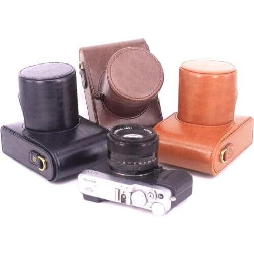 PU Camera Leather Case Cover For Fujifilm FUJI X-E4 XE4 XE1 XE2 XE3 Camera Bag Case Shoulder Strap Fit 15-45mm 18-55mm Lens