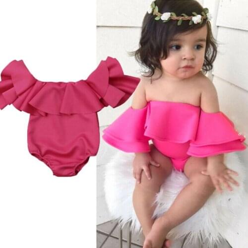 PUDCOCO Stylish Summer Infant Baby Girl Cotton Off Shoulder Romper Jumpsuit Clothes Outfit 0-12M