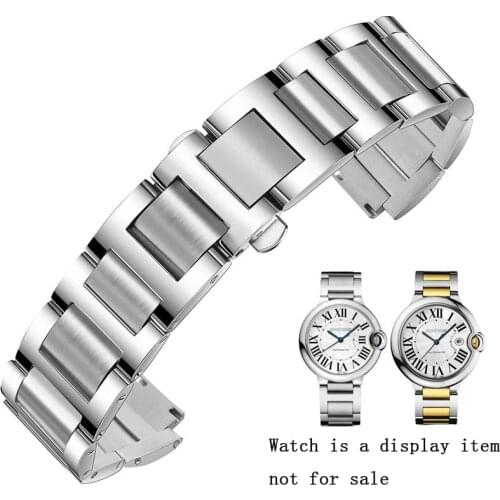 Watch accessories 14 12 11 9 8mm for Cartier blue balloon stainless steel strap men and women 316 stainless steel folding buckle