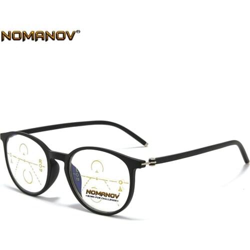 Retro Round Frame Blu Light Blocking Lens Men Women Progressive Multifocus Reading Glasses Add 75 100 125 150 175 200 To 400