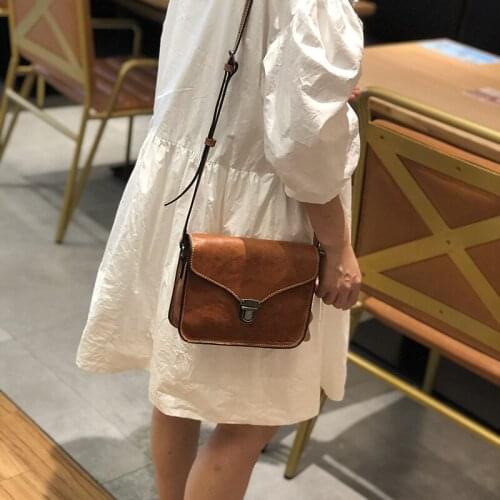 Manual Head Layer Cowhide Leather Fashion Trends New Casual Temperament Women Handbag Classic Retro Shoulder Bags