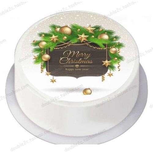 1pc Merry Christmas Cake Topper edible paper cake Decoration,Wafer Paper,xmas Party supply Edible Cake Decorating tools