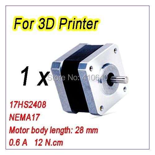 3D Printer NEMA 17 Stepper Motor 17HS2408 L28 mm 1.8 deg 0.6 A 12 N.cm 4 Wires FREE SHIPPING! 1 Piece