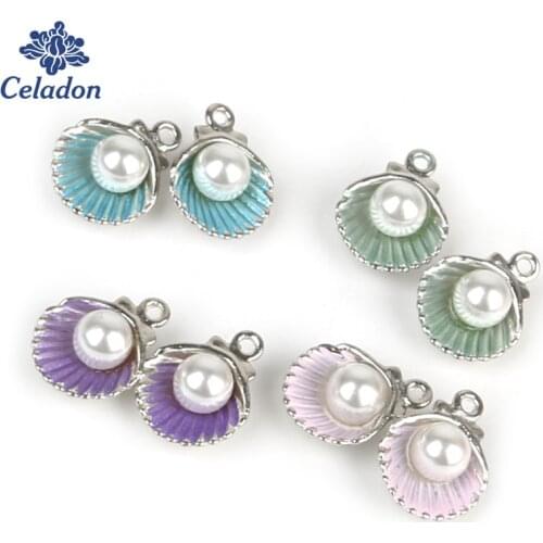 High Quality 11x15mm 10-12pcs/bag Rhodium & Alloy Cute Shell Charms For Jewelry Making Fit Bracelet Jewlery Findings DIY Craft