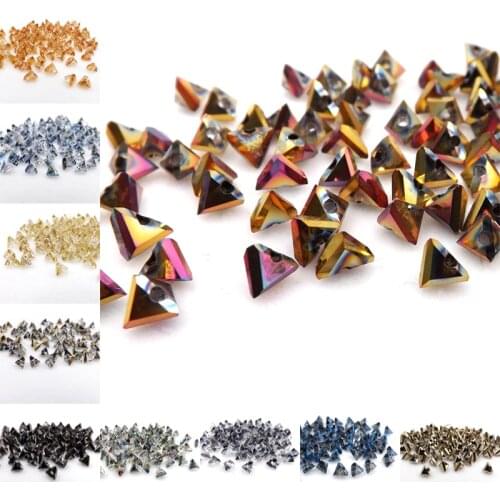 Qiaohe 6mm 100pcs Glass Triangle crystal beads Loose beads Special bead Use Earring Pendant DIY jewelry Making U PICK Color