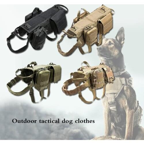 Tactical Dog Harness Military No Pull Pet K9 Harness Vest For Medium Large Dogs Training Hiking Molle Dog Harness With Pouches