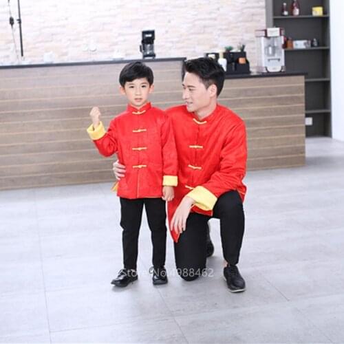 Tang Suit Traditional Chinese Clothing for Men Kids Women Adult Family Chinese Top Jacket Kiung Fu Clothing Party Hanfu Top